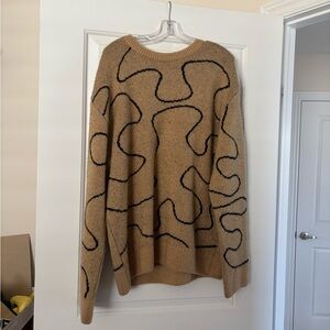 Zara Tan and Black Crew Neck Sweater